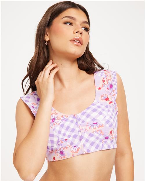 Only - Blomstret - Onlmadeline S/S Open Back Crop Top