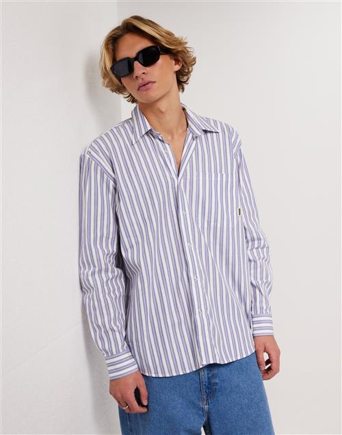 Woodbird WBYuzo Stripe Shirt Stribede skjorter White/Blue