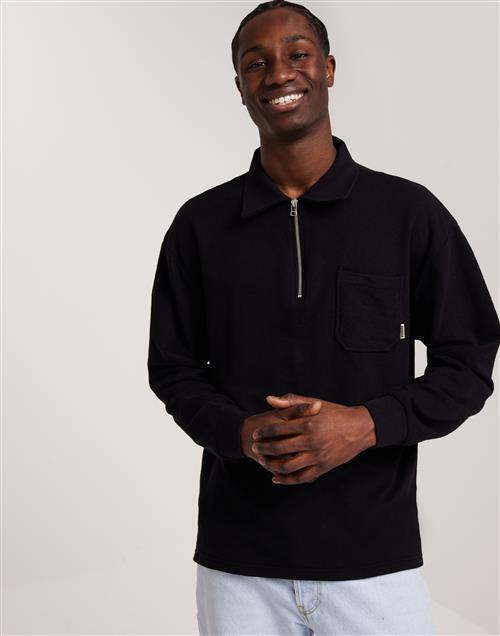 Woodbird WBDom Terry Polo Half zip Black