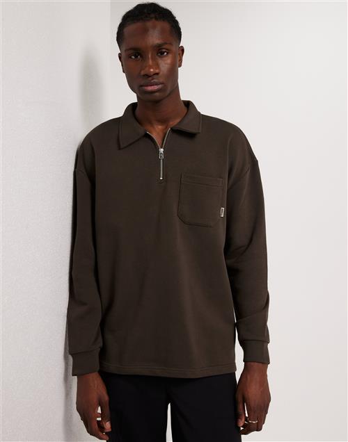 Se Woodbird WBDom Half-Zip Sweat Half zip Brown ved NLY Man