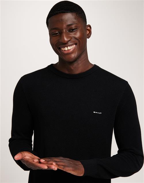 Gant Cotton Pique C-Neck Striktrøjer Sort