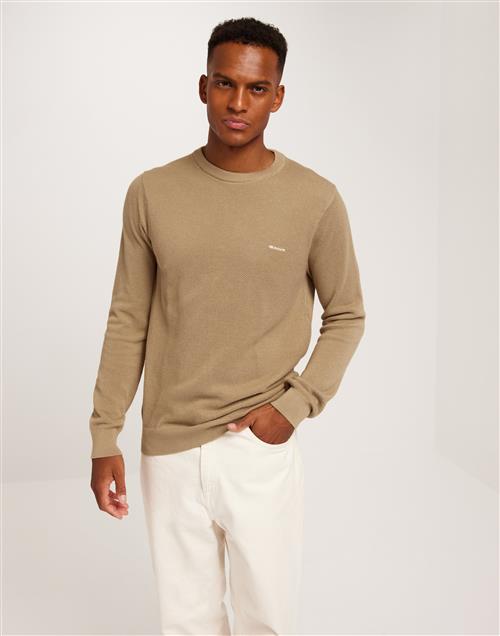 Gant Cotton Pique C-Neck Striktrøjer Khaki