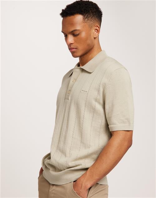 Gant Pointelle Textured Ss Polo Kortærmede poloer Beige