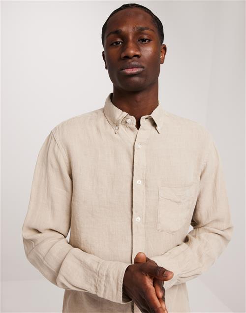 Gant Reg Gmnt Dyed Linen Shirt Hørskjorter Concrete Beige