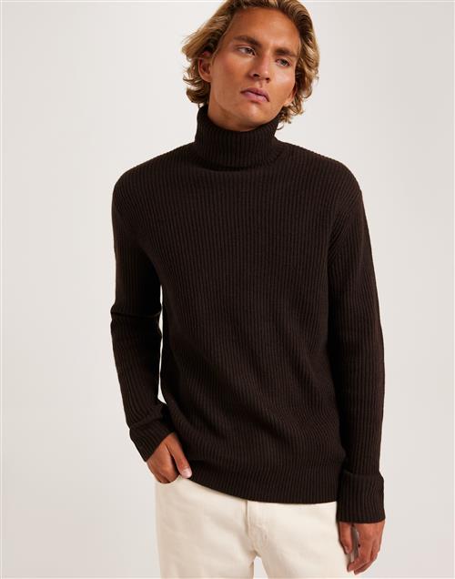 Les Deux Eddie Wool Rib Rollneck Knit Polotrøjer Brown