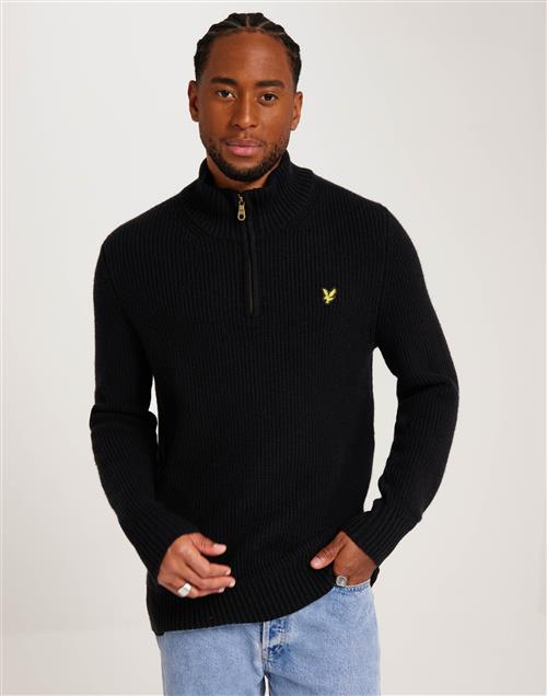 Lyle & Scott Ribbed Quarter Zip Jumper Half zip Jet Black