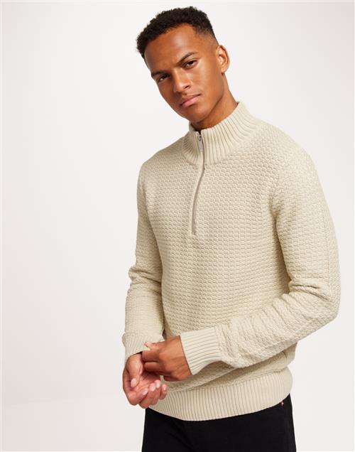 Selected Homme Slhthim Ls Knit Structure Half Zip Half zip Beige