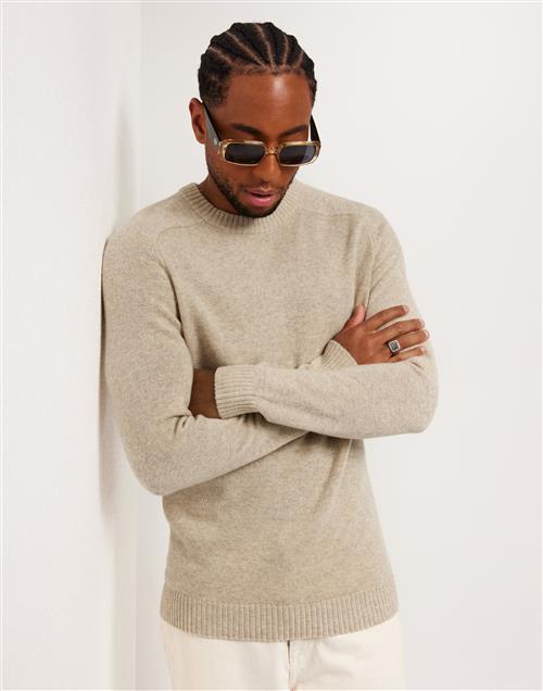 Selected Homme Slhnewcoban Lambs Wool Crew Neck W Striktrøjer Kelp Bone White