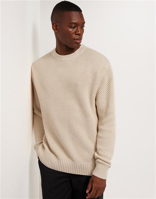 Selected Homme Slhbert Relaxed Ls Knit Stu Crew Ne Striktrøjer Beige