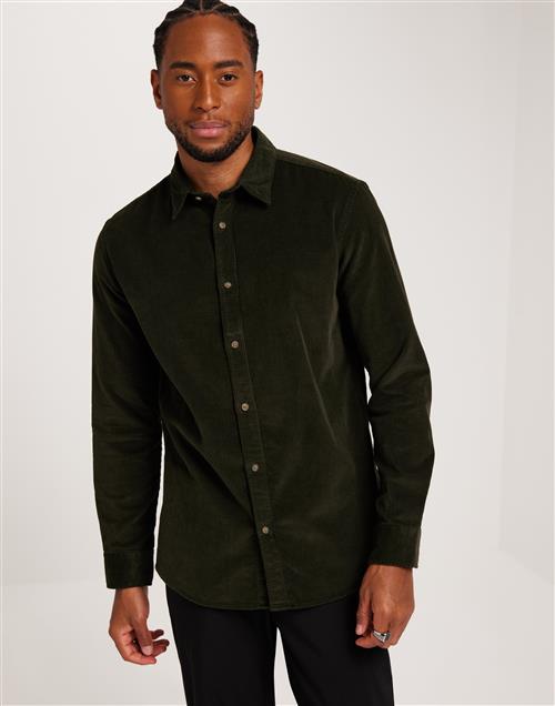 Selected Homme Slhregowen-Cord Shirt Ls Noos Fløjlsskjorter Forest Night