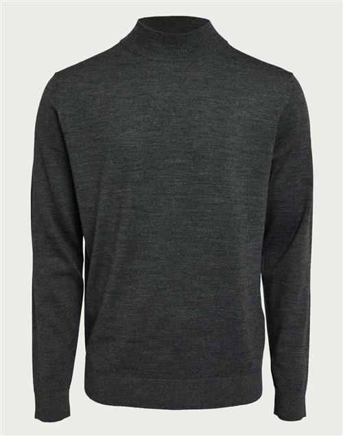 Selected Homme Slhtown Merino Coolmax Knit Mock B Polotrøjer Medium Grey Melange