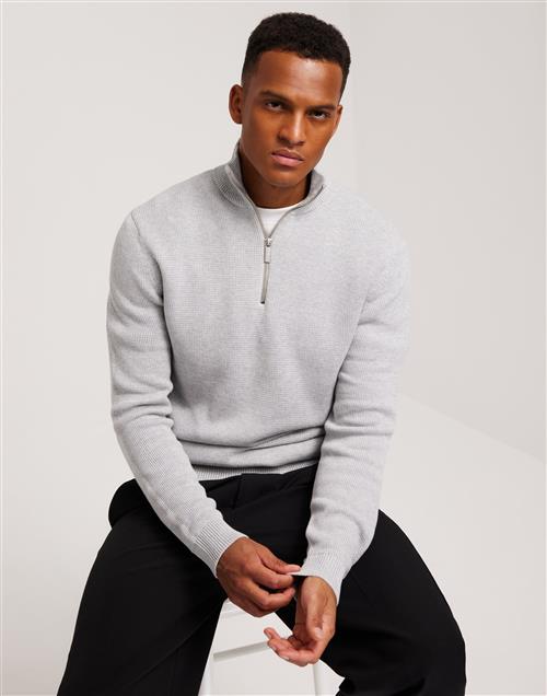 Selected Homme Slhdane Ls Knit Structure Half Zip Half zip Grå