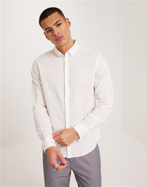 Casual Friday CFAnton 0053 BD LS linen mix shirt Gröna skjortor Hvid