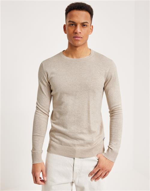 Jack & Jones Jjeemil Knit Crew Neck Noos Striktrøjer Oatmeal Melange