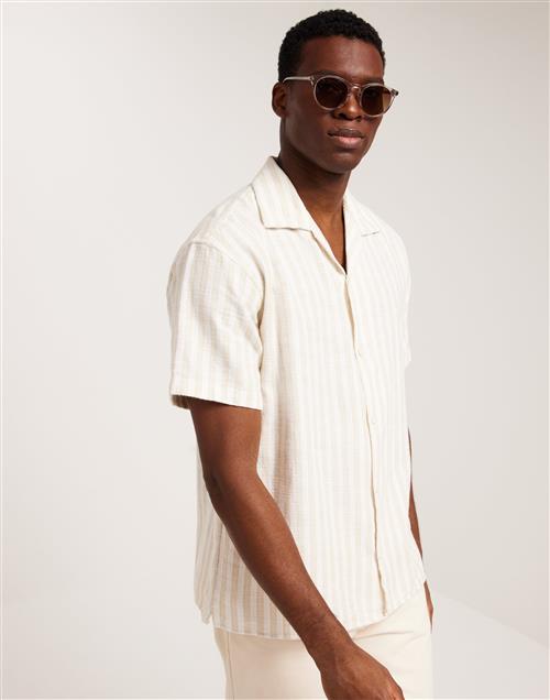 Jack & Jones Jorcabana Stripe Shirt Ss Sn Kortærmede skjorter Beige