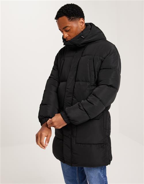 Sixth June Long Puffer Jacket with Hood Puffer jackets Sort