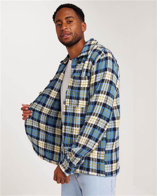 KnowledgeCotton Apparel Checked overshirt - GOTS/Vegan Overshirts Blå