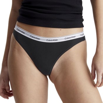 Calvin Klein Trusser 3P Modern Logo Thongs Sort bomuld Large Dame