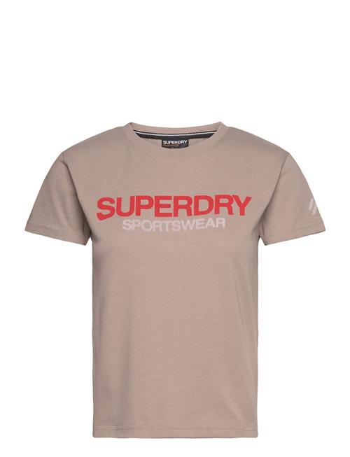 Se Superdry Sport Sportswear Logo Fitted Tee Superdry Sport Beige ved Booztlet