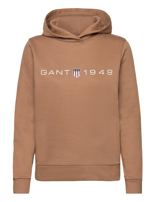 Se GANT Reg Printed Graphic Hoodie GANT Brown ved Booztlet