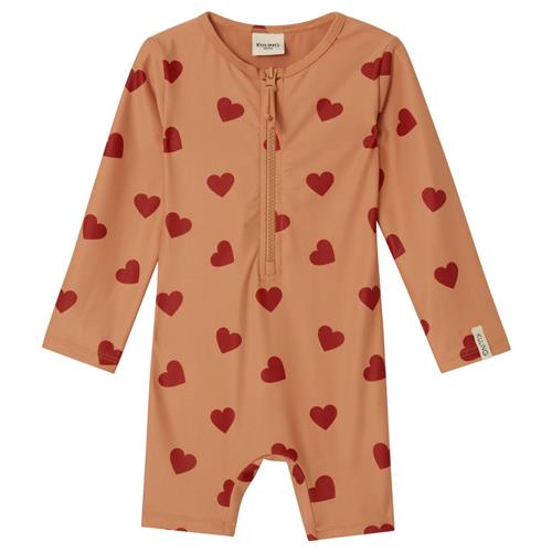 Se Kuling Paros Hjertemønstret UV-dragt Terracotta | Orange | 74/80 cm ved Babyshop