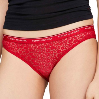 Tommy Hilfiger Trusser 3P Premium Essentials Lace Briefs Flerfarvet-2 polyamid Large Dame