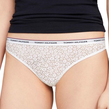 Tommy Hilfiger Trusser 3P Premium Essentials Lace Thong Flerfarvet polyamid Medium Dame