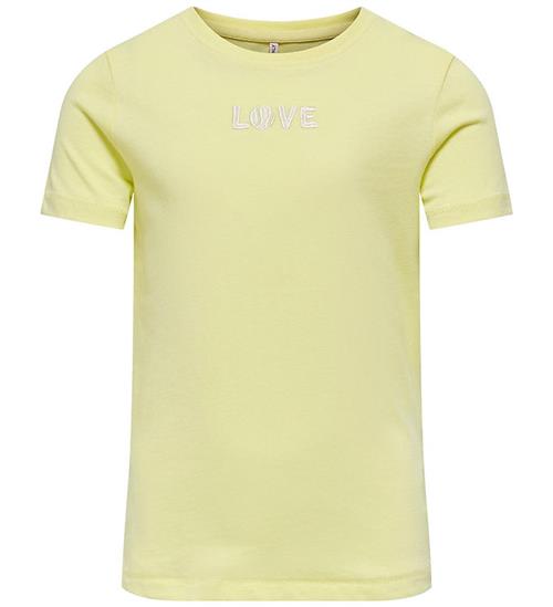 Kids Only Kids Only T-shirt - KogLovely Life - Yellow Pear m. Broderi