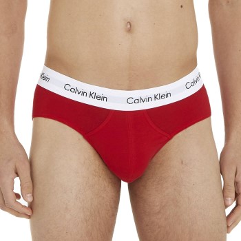 Calvin Klein 6P Cotton Stretch Hip Brief Marine/Rød bomuld Medium Herre