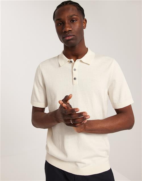 Jack & Jones Jjeemil Knit Polo S/S Sn Kortærmede poloer Cloud Dancer