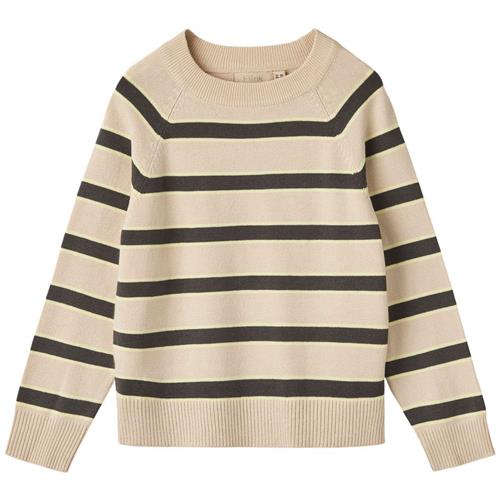 Se Fliink Favo Stribet Strikket Trøje Sandshell/Magnet | Beige | 18 months ved Babyshop