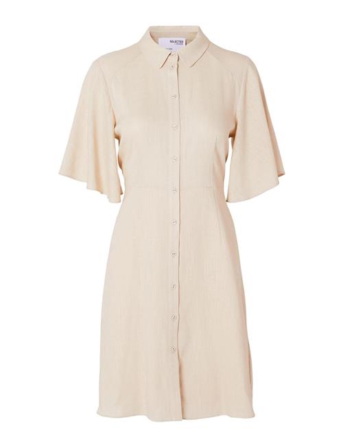 Selected Femme Slfgulia 2/4 Short Shirt Dress Selected Femme Beige