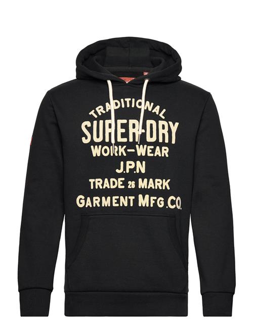 Se Superdry Workwear Flock Graphic Hoodie Superdry Black ved Booztlet