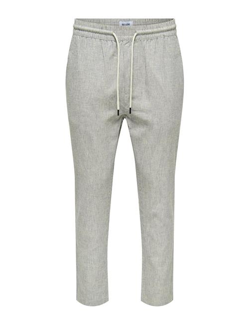 Se ONLY & SONS Onslinus Crop 0136 Stripe Linen Pant ONLY & SONS Beige ved Booztlet