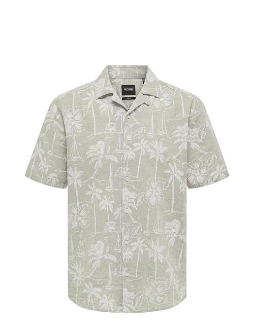 ONLY & SONS Onscaiden Ss Reg Hawaii Aop Linen Noos ONLY & SONS Beige