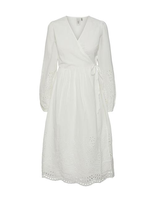 Yasluma Ls Long Wrap Dress S. Noos YAS White