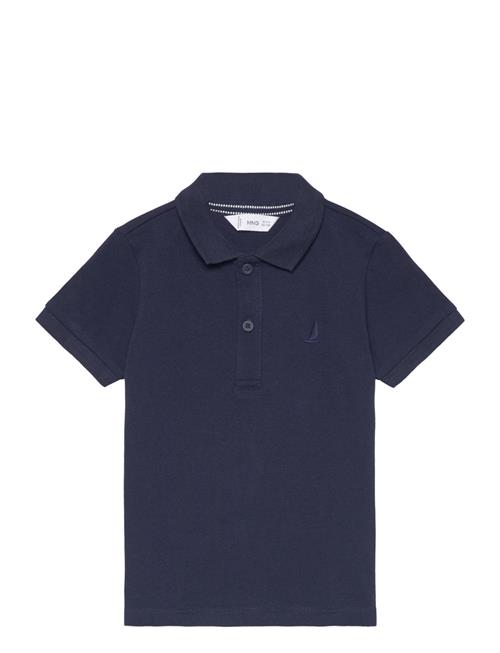 Mango Textured Cotton Polo Shirt Mango Navy