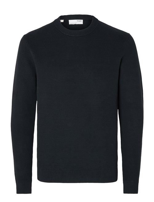 Se Selected Homme Slhdane Ls Knit Structure Crew Neck Noos Selected Homme Navy ved Booztlet