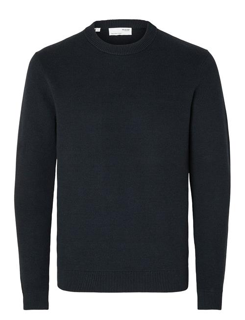 Slhdane Ls Knit Structure Crew Neck Noos Selected Navy