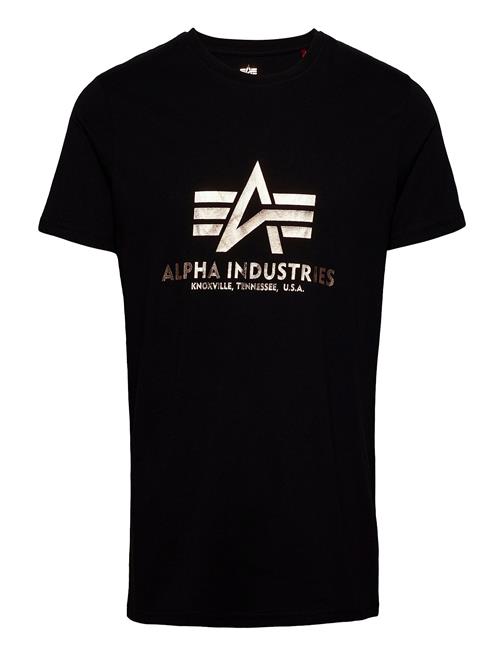 Se Alpha Industries Basic T-Shirt Foil Print Alpha Industries Black ved Booztlet