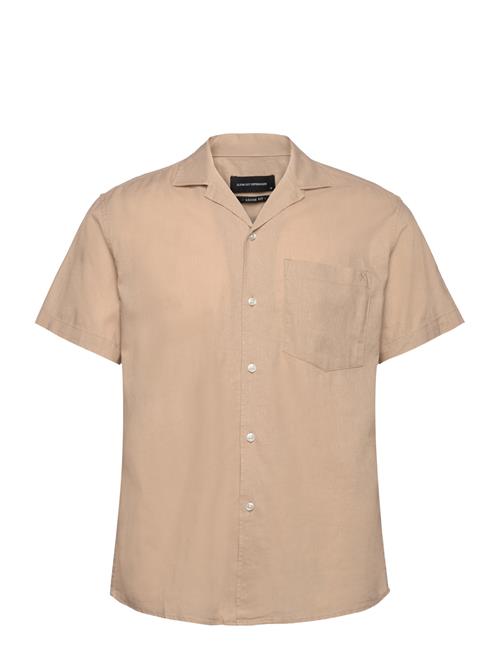 Bowling Cotton Linen Shirt S/S Clean Cut Copenhagen Beige