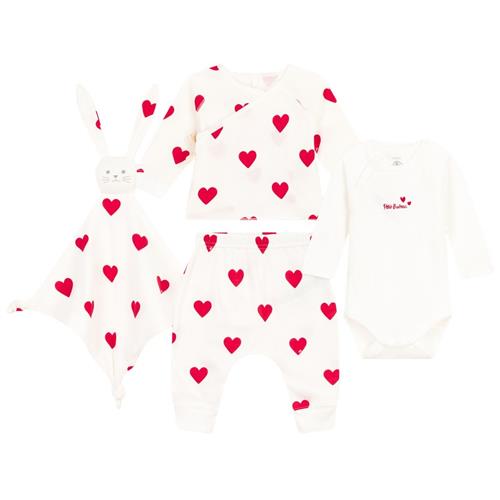 Se Petit Bateau Hjertemønstret Gavesæt Hvid | Hvid | 1 months ved Babyshop