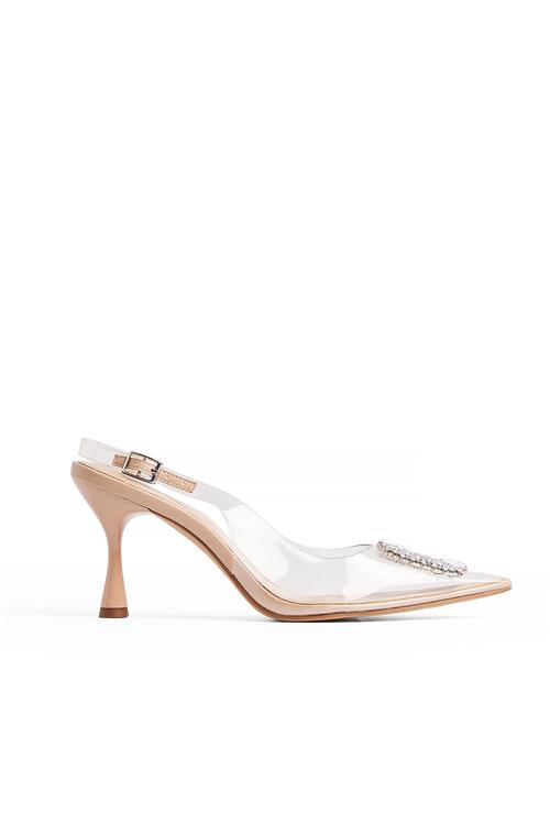 NA-KD Transparente pumps med glitterspænde - Beige