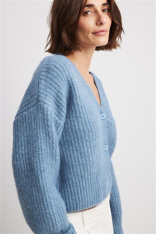 NA-KD Strikket cardigan i overstørrelse - Blue