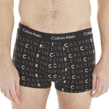 Calvin Klein 3P Cotton Stretch Low Rise Trunks Sort Mønster bomuld Large Herre