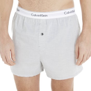 Calvin Klein 2P Modern Cotton Woven Slim Fit Boxer Sort/Grå vævet bomuld Small Herre