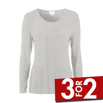 Damella Bamboo Long Sleeve Top Grå Bambus Small Dame