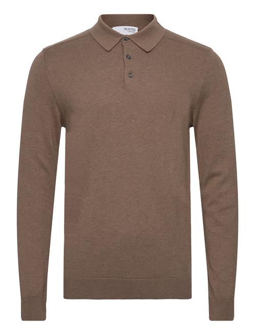 Selected Homme Slhberg Ls Knit Polo Noos Selected Homme Brown