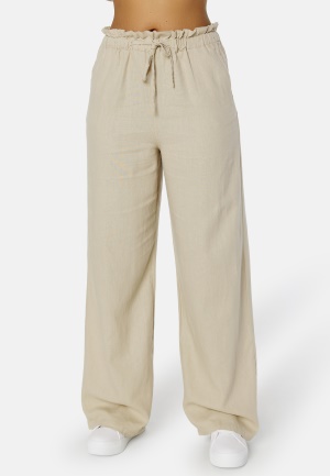 Se ONLY Onlcaro Wide Linen Bl Pant Oxford Tan S/32 ved Bubbleroom