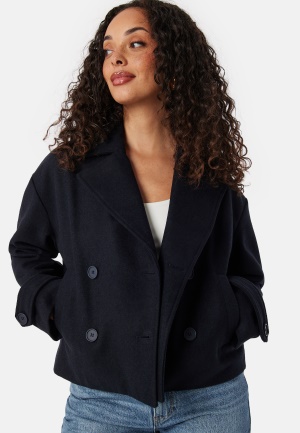 Se BUBBLEROOM Sophie Short Wool Blend Coat Dark navy 46 ved Bubbleroom